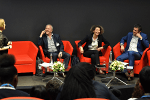 Louise Ellison, Ben Bolgar, Misa von Tunzelman and Craig Bennett on stage answering questions from the audience