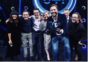 Sam McClary - University of the Built Environment Graduation Day speech - picture with Claudia Winkleman