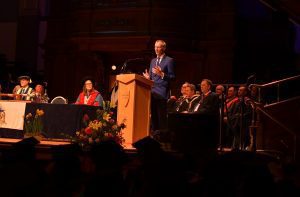 Justin Young speaking at University of the Built Environment Graduation Ceremony 2026