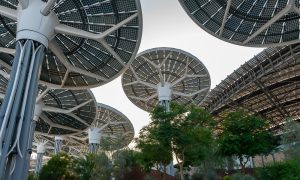 Innovative solar panel structures at Dubai's Sustainability Pavilion - Innovative Disruption in the Built Environment