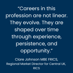 Speaking at University of the Built Environment’s summer 2026 graduation on 3 July, Clare Johnson MBE FRICS, Regional Market Director for Central UK at RICS, told graduates that their non-traditional routes into the built environment are a source of strength, not something to explain away.