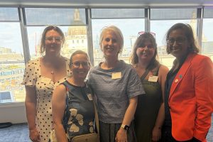 Rebecca Lovelace (middle) from Building People CIC at gender equity event 