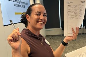 Rianne Scott from Construction for Women signs MoU created by through the Built Environment Gender Collective