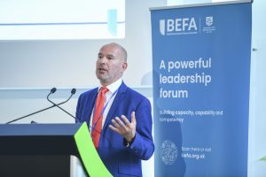 Mark Farmer, chair of BEFA, at an INSPIRE event co-organised by the University of the Built Environment